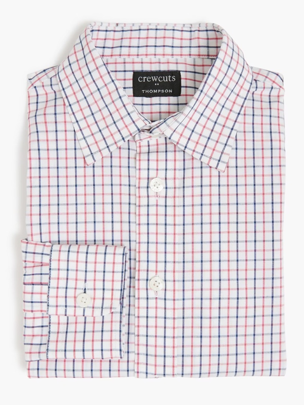 Crewcuts Thompson Boys Cotton Blend White with Red and Blue Check Button Down 12